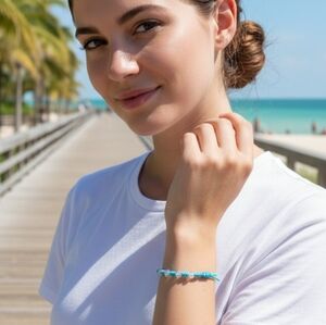 Blue Corded and clear Bead bracelet